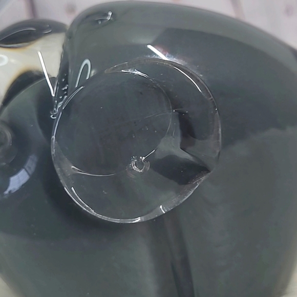 Y2K Unsigned Blown Glass Gray African Asian Elephant Paper Weight Trinket Decor - Picture 5 of 17